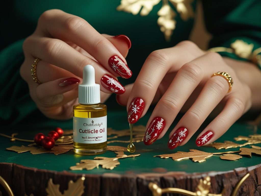 Holiday Nails 2025: Top Trends for Festive Nail Designs 14 Applying cuticle oil for flawless holiday nails in 2025