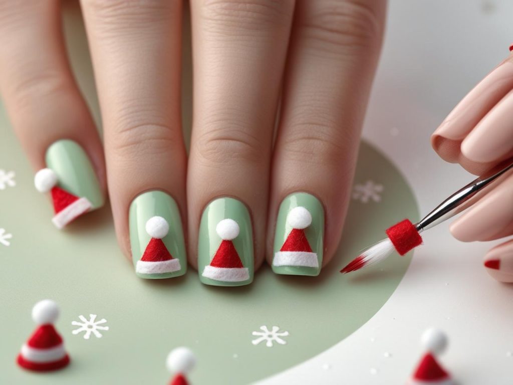 Christmas Nails 2025: c for Stunning Nail Designs 6 Creating Santa hat Christmas nail designs for 2025 inspiration