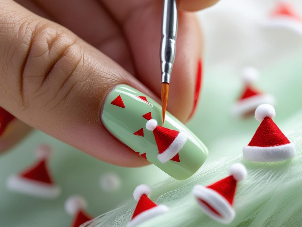 Christmas Nails 2025: c for Stunning Nail Designs 7 Creating Santa hat Christmas nail designs