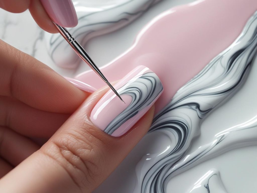 Almond Nails 2025: Chic Trends for Stunning Manicures 11 Creating marble effect almond nail designs for 2025 inspiration.