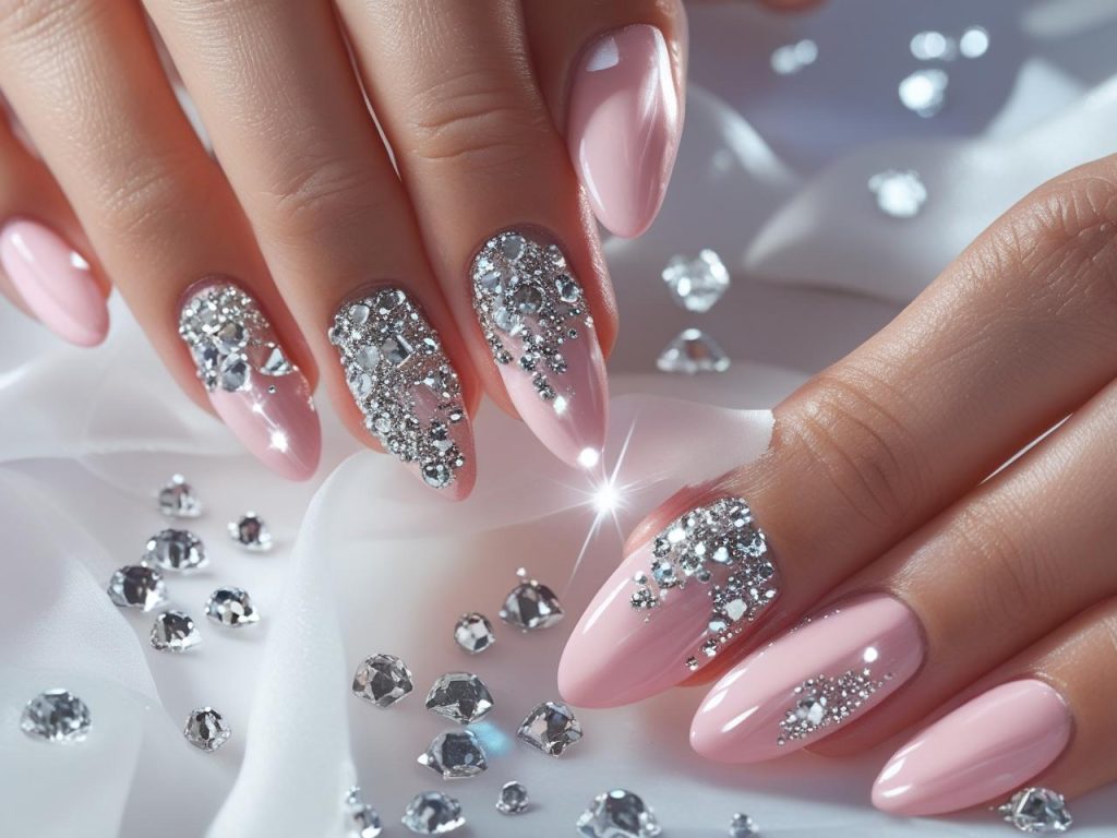 Wedding Nails 2025: Elegant Trends for Stunning Bridal Manicures 9 Creating crystal accent wedding nail designs for 2025 inspiration