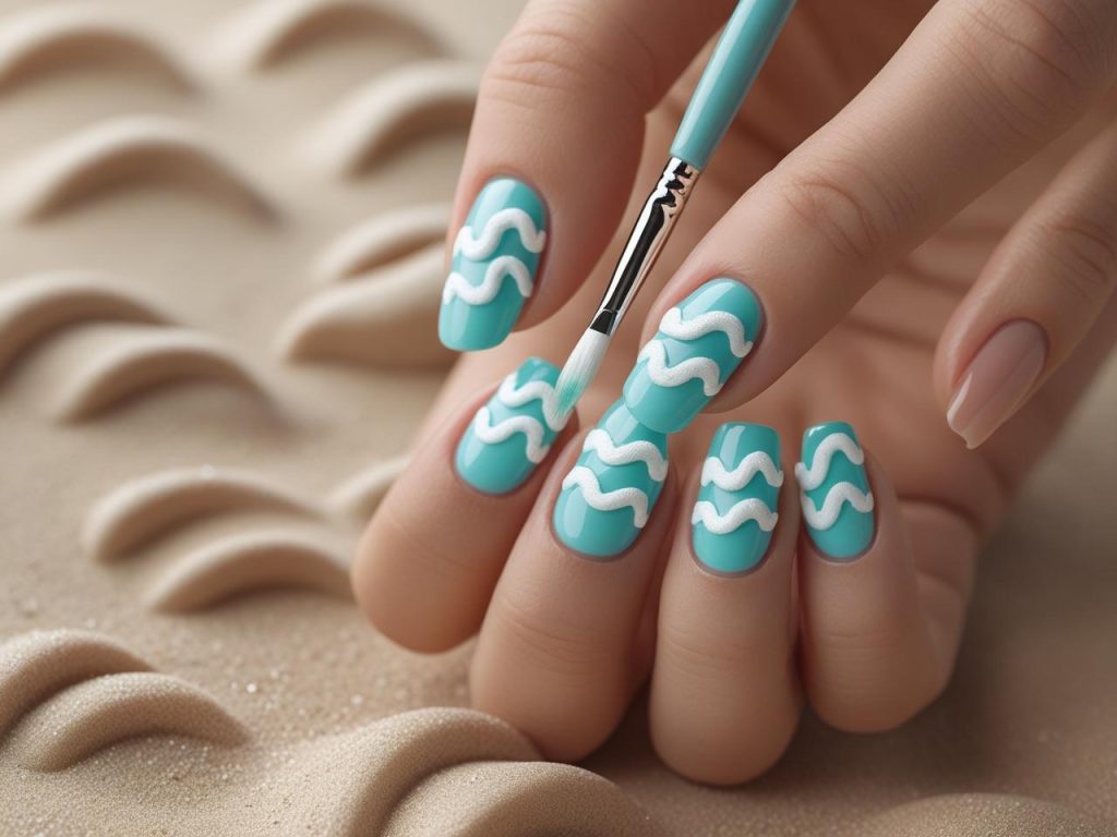 Creating wave foam beach nail designs for 2025 inspiration