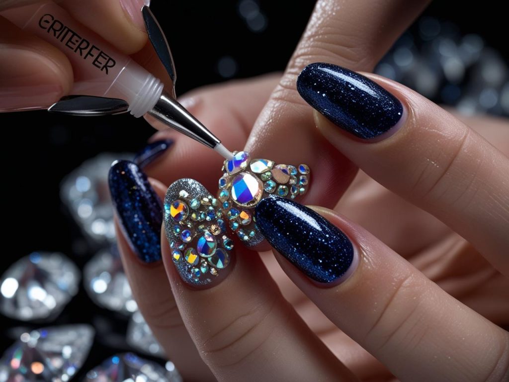 Glitter Nails 2025: Top Trends for Sparkly Nail Designs 11 Creating rhinestone glitter nail designs for 2025 inspiration