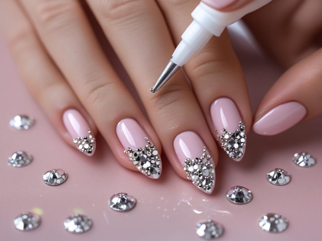 Bridal Nails 2025: Elegant Trends for Stunning Wedding Nail Designs 11 Creating sparkle gem bridal nail designs for 2025 inspiration