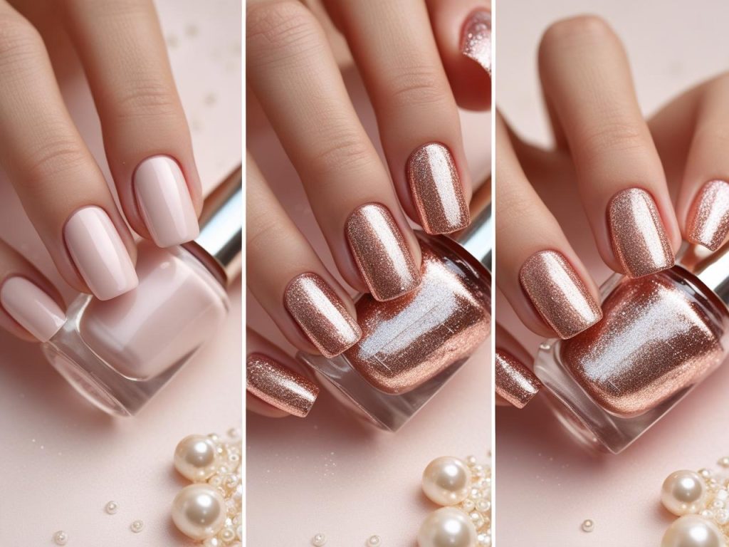 Wedding Nails 2025: Elegant Trends for Stunning Bridal Manicures 5 DIY shimmer finish wedding nail tutorial for 2025 trends.