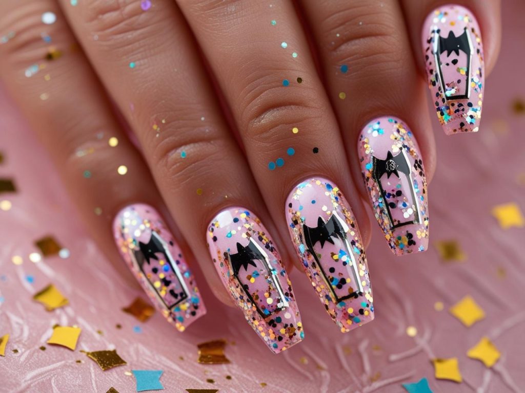 Birthday Nails 2025: Festive Trends for Stunning Nail Designs 4 Confetti glitter birthday nail designs with multicolor sparkles for 2025