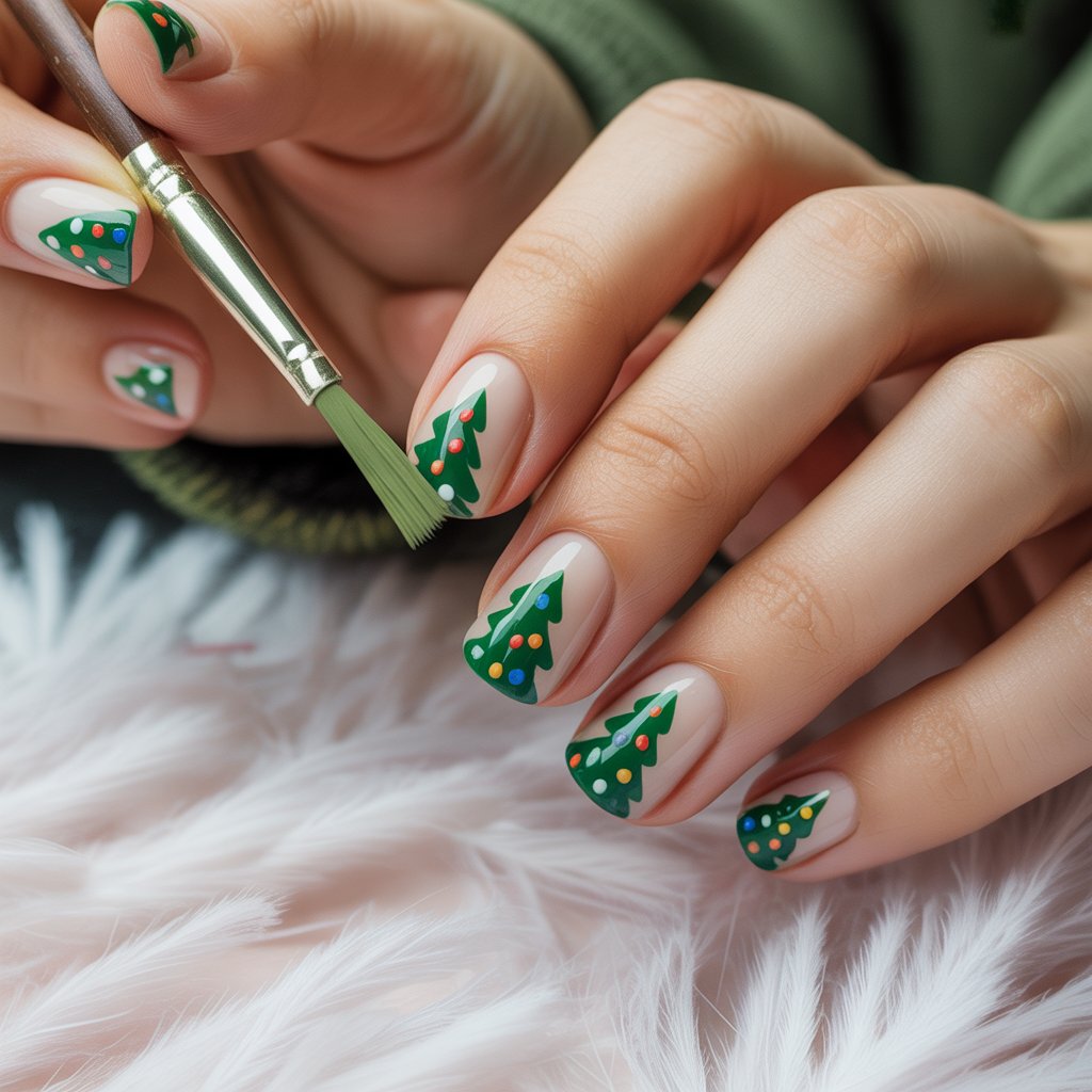 Christmas Nails 2025: c for Stunning Nail Designs 10 Creating Christmas tree Christmas nail designs for 2025 inspiration