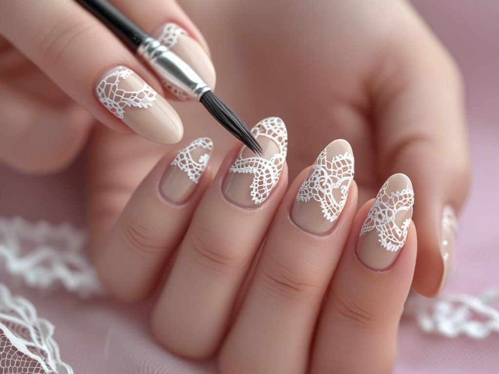Wedding Nails 2025: Elegant Trends for Stunning Bridal Manicures 7 Creating lace overlay wedding nail designs for 2025 inspiration