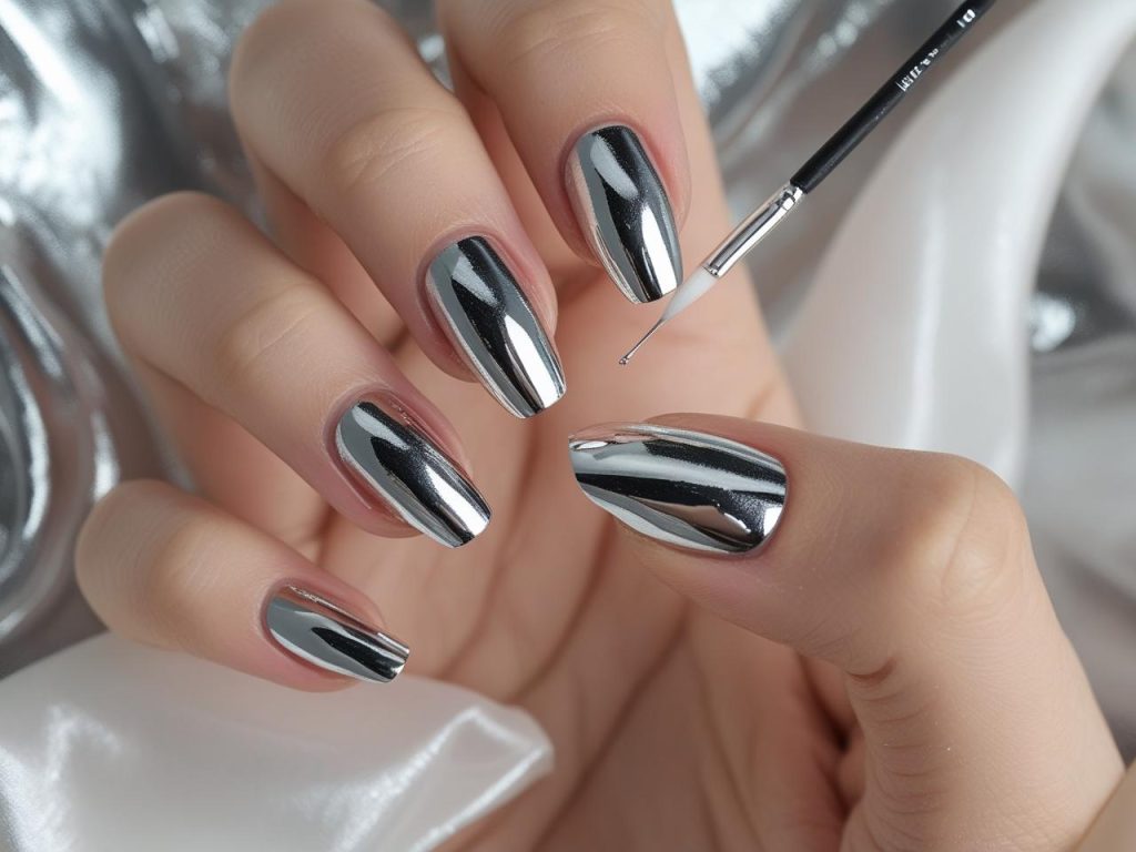 Round Nails 2025: Chic Trends for Stunning Manicures 7 Creating chrome tip round nail designs for 2025 inspiration