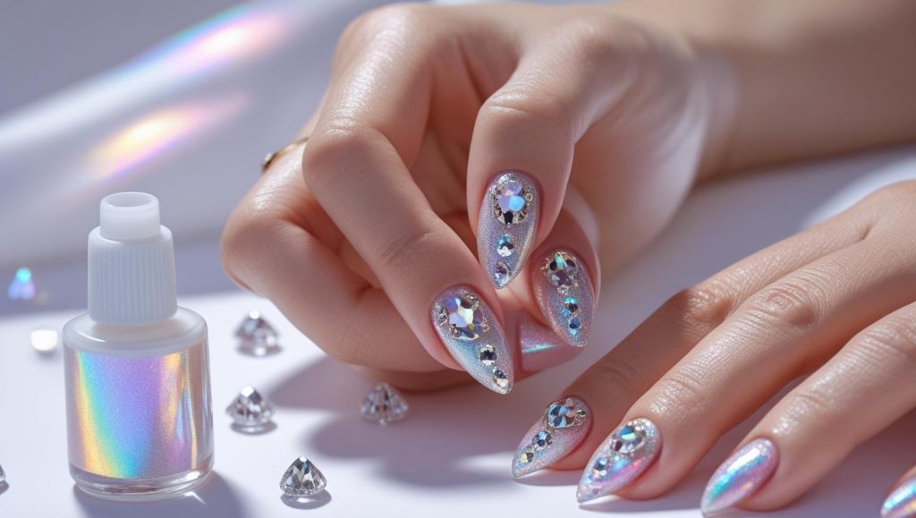 Holographic Nails 2025: Prismatic Trends for Stunning Manicures 11 Creating holographic gemstone nail designs for 2025 inspiration