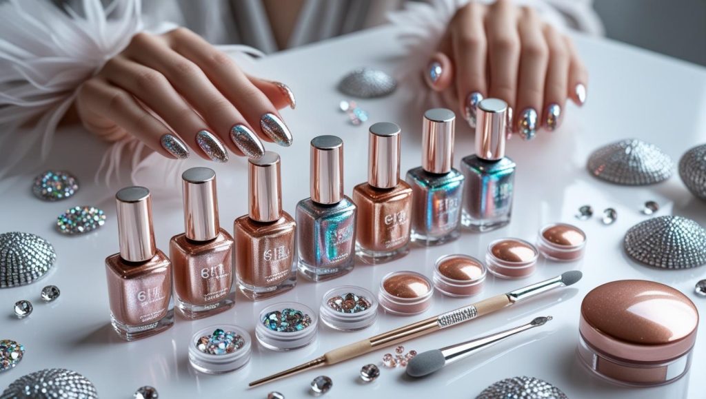 Nail art kit with chrome powder and tools for 2025 chrome nail designs