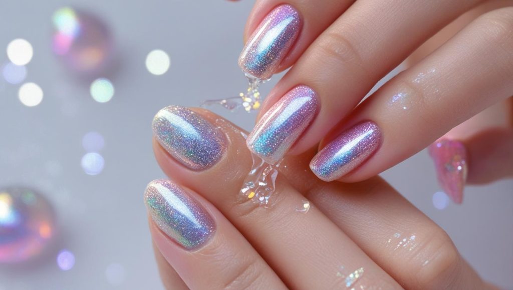 Holographic Nails 2025: Prismatic Trends for Stunning Manicures 9 Creating holographic glitter nail designs for 2025 inspiration