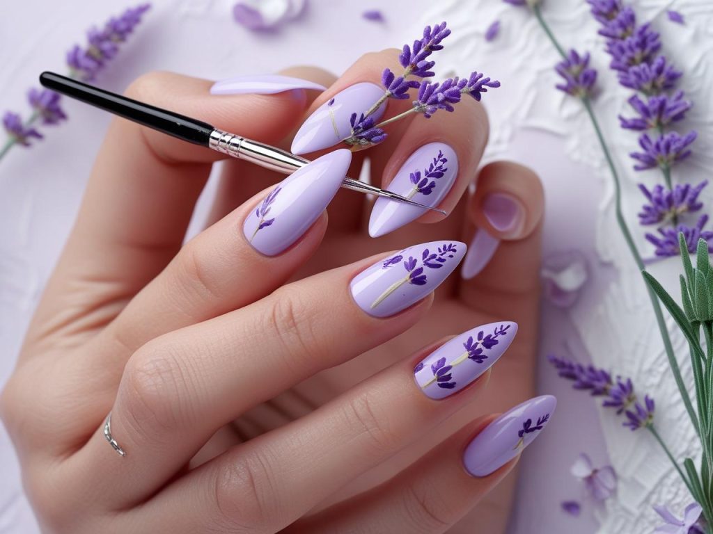 Floral Nail Art 2025: Vibrant Trends for Stunning Manicures 9 Creating lavender sprig floral nail art designs for 2025 inspiration
