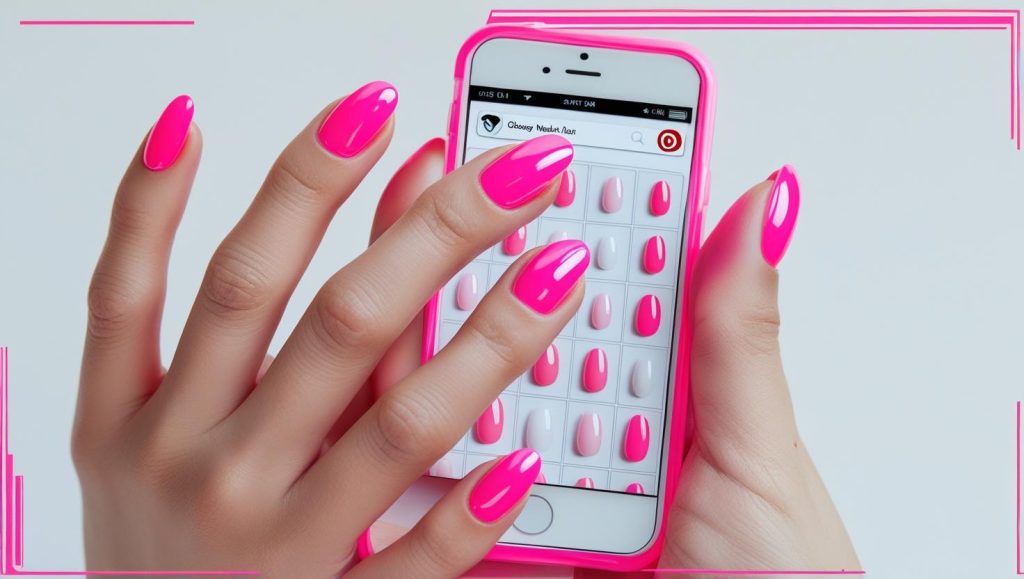Neon gloss round nails on a Pinterest board, showcasing 2025 glossy nail trends