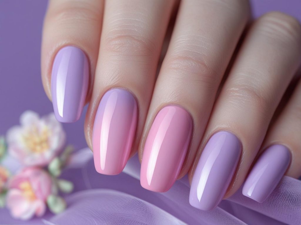 Ballerina Nails 2025: Elegant Trends for Stunning Manicures 4 Pastel ombre ballerina nail designs with lavender-to-pink gradient for 2025