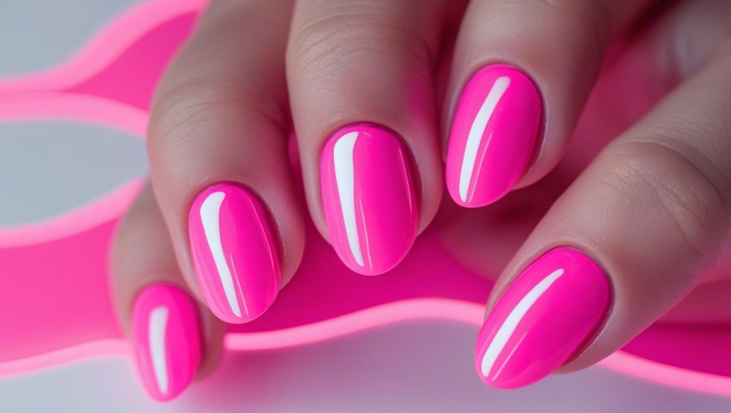 Neon gloss nail designs with neon pink finish for 2025