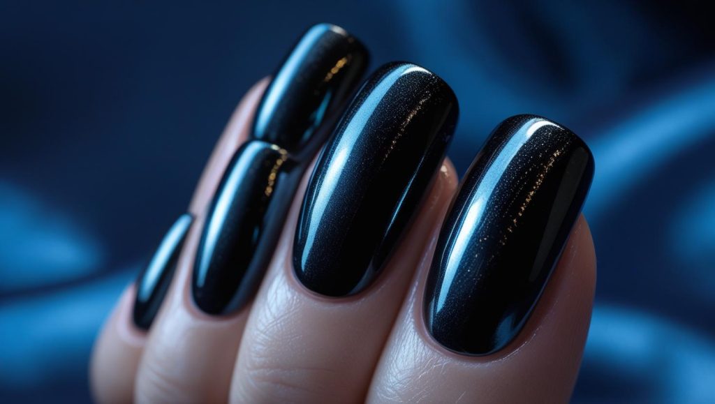 Midnight chrome nail designs with black chrome finish for 2025