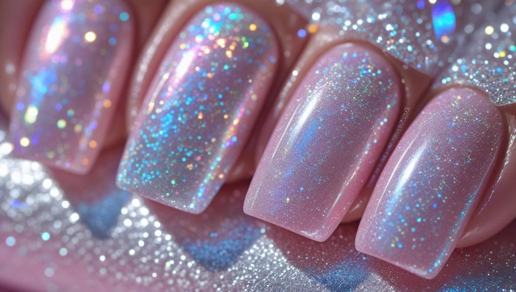 Holographic Nails 2025: Prismatic Trends for Stunning Manicures 8 Holographic glitter nail designs with iridescent sparkle for 2025