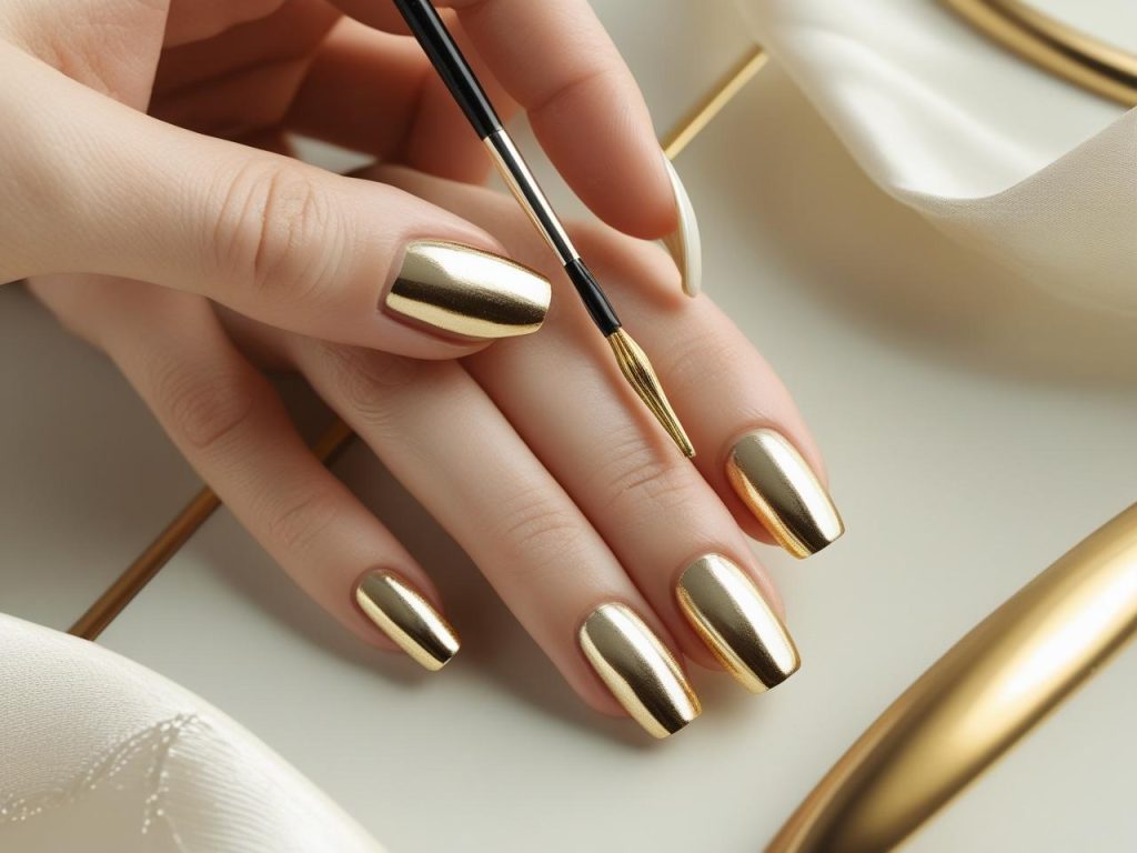 Almond Nails 2025: Chic Trends for Stunning Manicures 13 Creating metallic tip almond nail designs for 2025 inspiration