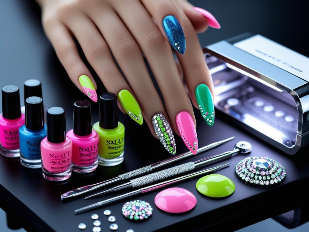 Coffin Nails 2025: Bold Trends for Stunning Manicures 15 Nail art kit with bold polish and tools for 2025 coffin nail designs