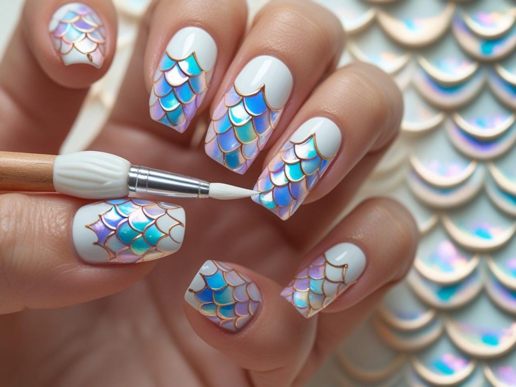 Creating mermaid scale beach nail designs for 2025 inspiration
