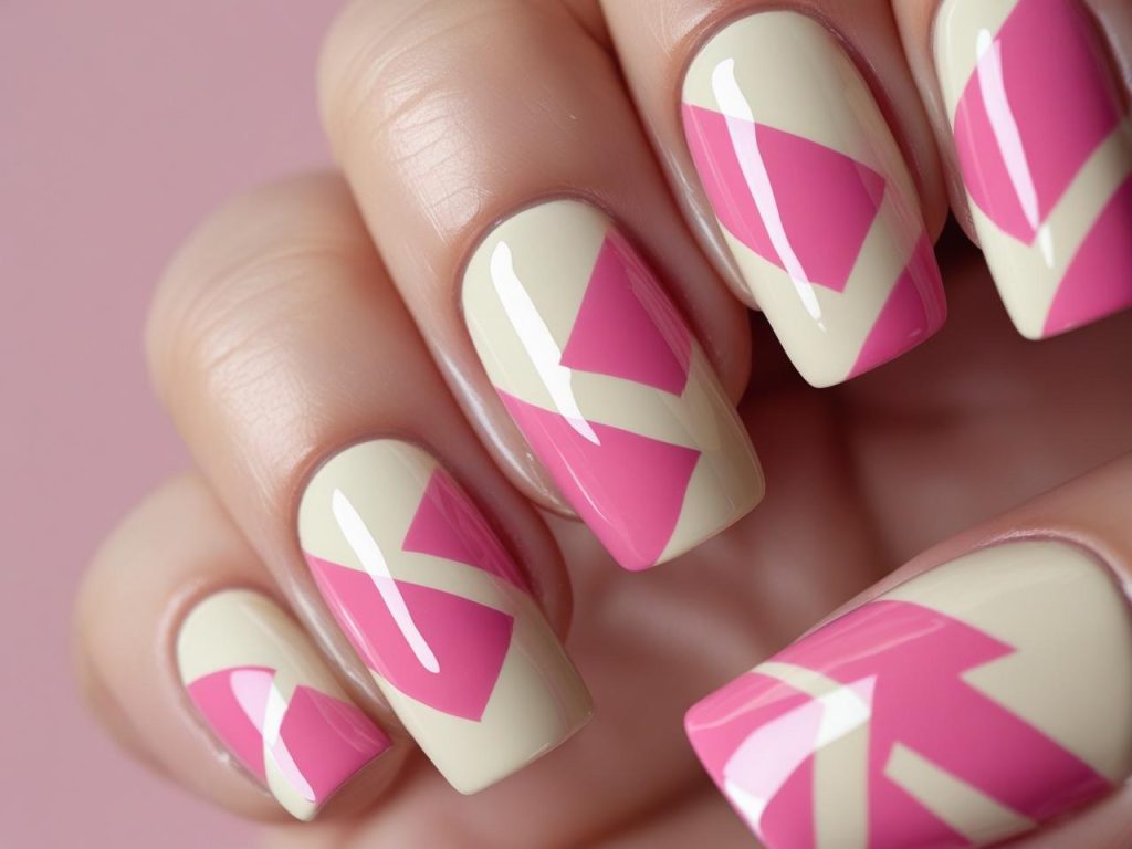 Square Nails 2025: Timeless Trends for Stunning Manicures 10 Color block square nail designs with pink and white blocks for 2025