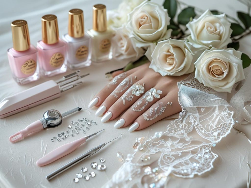 Wedding Nails 2025: Elegant Trends for Stunning Bridal Manicures 16 Nail art kit with elegant polish and tools for 2025 wedding nail designs