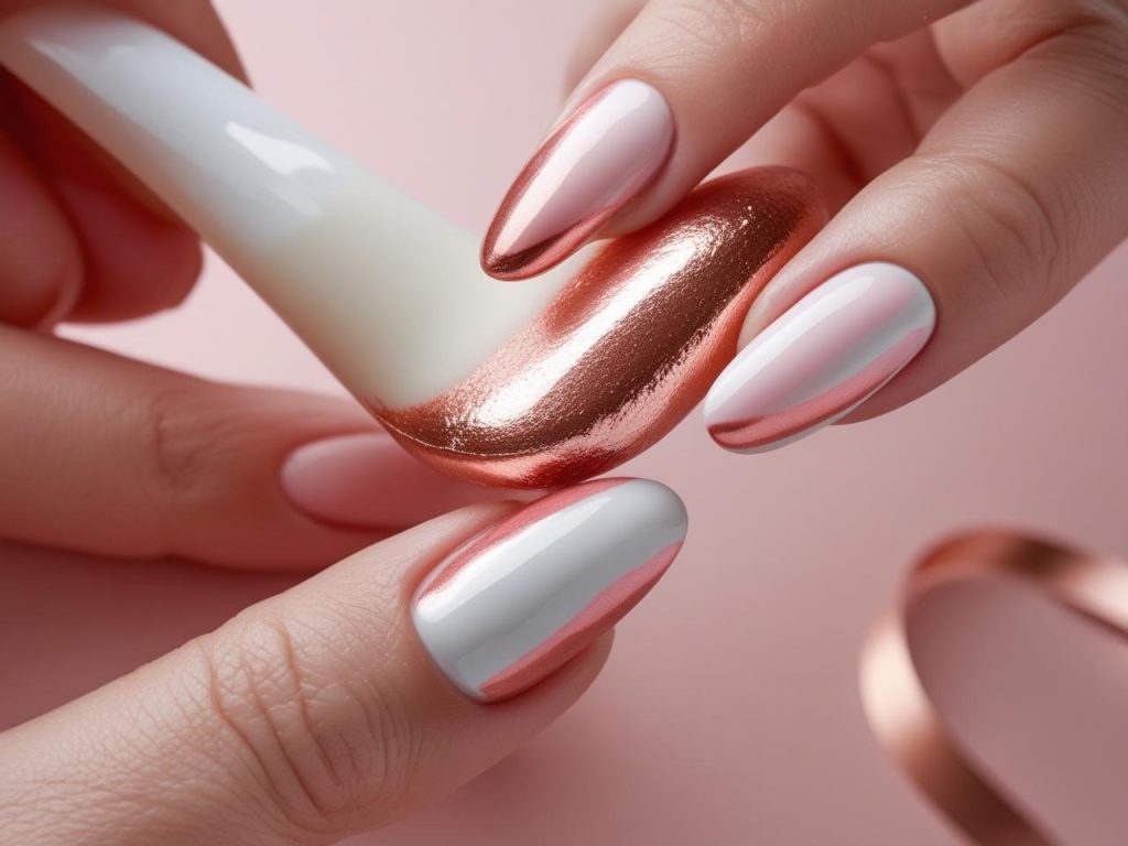 Wedding Nails 2025: Elegant Trends for Stunning Bridal Manicures 11 Creating rose gold ombre wedding nail designs for 2025 inspiration.