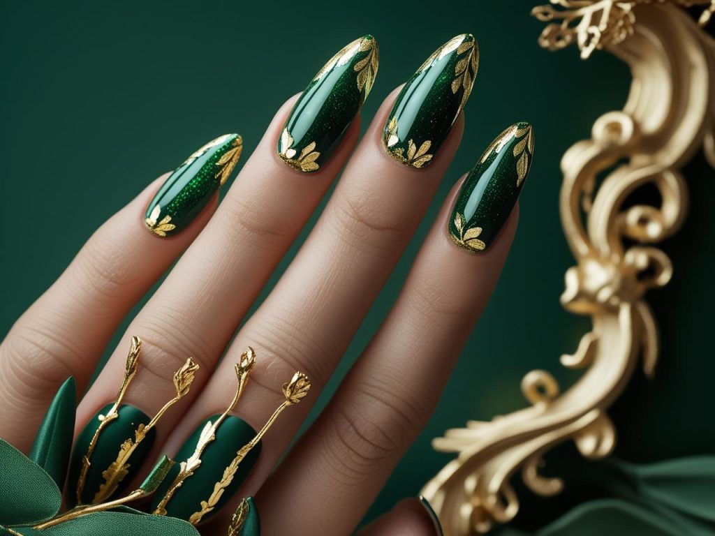 Holiday Nails 2025: Top Trends for Festive Nail Designs 10 Winter jewel tone holiday nail designs with emerald green and gold for 2025