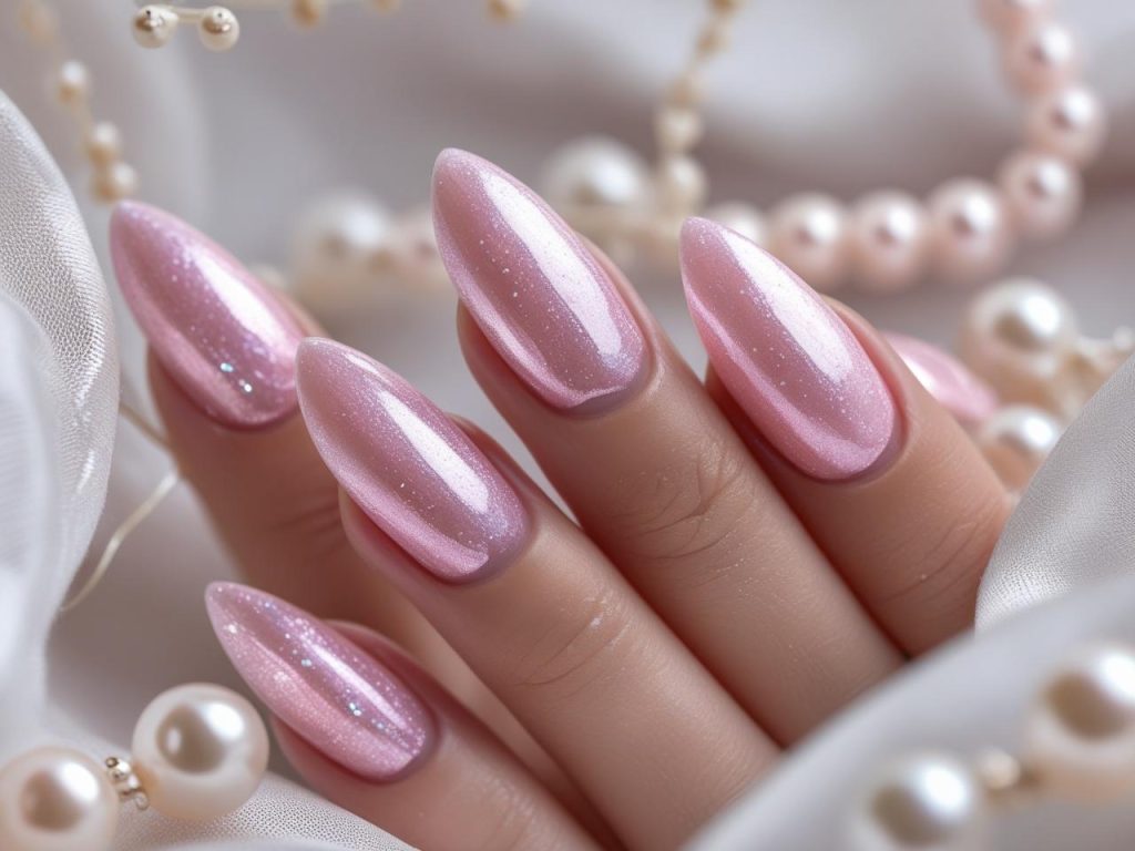Wedding Nails 2025: Elegant Trends for Stunning Bridal Manicures 4 Shimmer finish wedding nail designs with soft polish for 2025