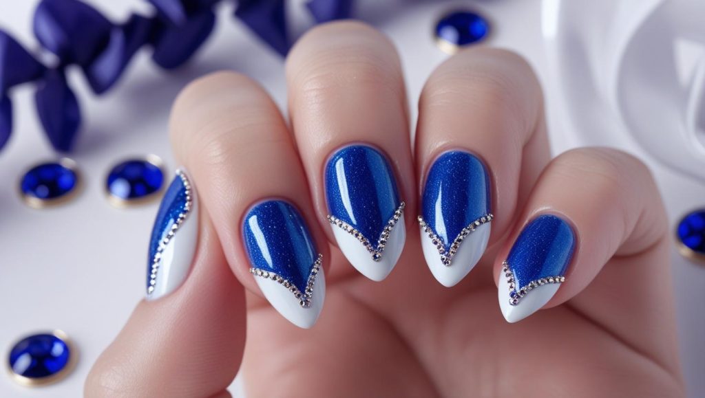 Cat Eye Nails 2025: Mesmerizing Trends for Stunning Manicures 8 Cat eye French tip nail designs with sapphire tips for 2025