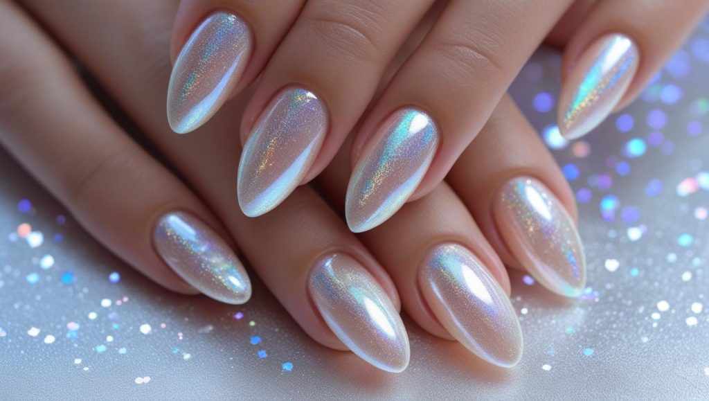 Holographic gloss nail designs with iridescent shine for 2025