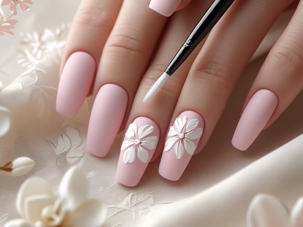Bridal Nails 2025: Elegant Trends for Stunning Wedding Nail Designs 9 Creating floral accent bridal nail designs for 2025 inspiration