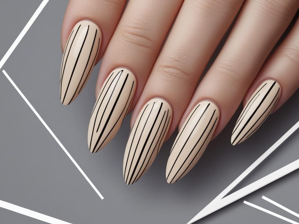Thin line minimalist nail designs with black lines for 2025