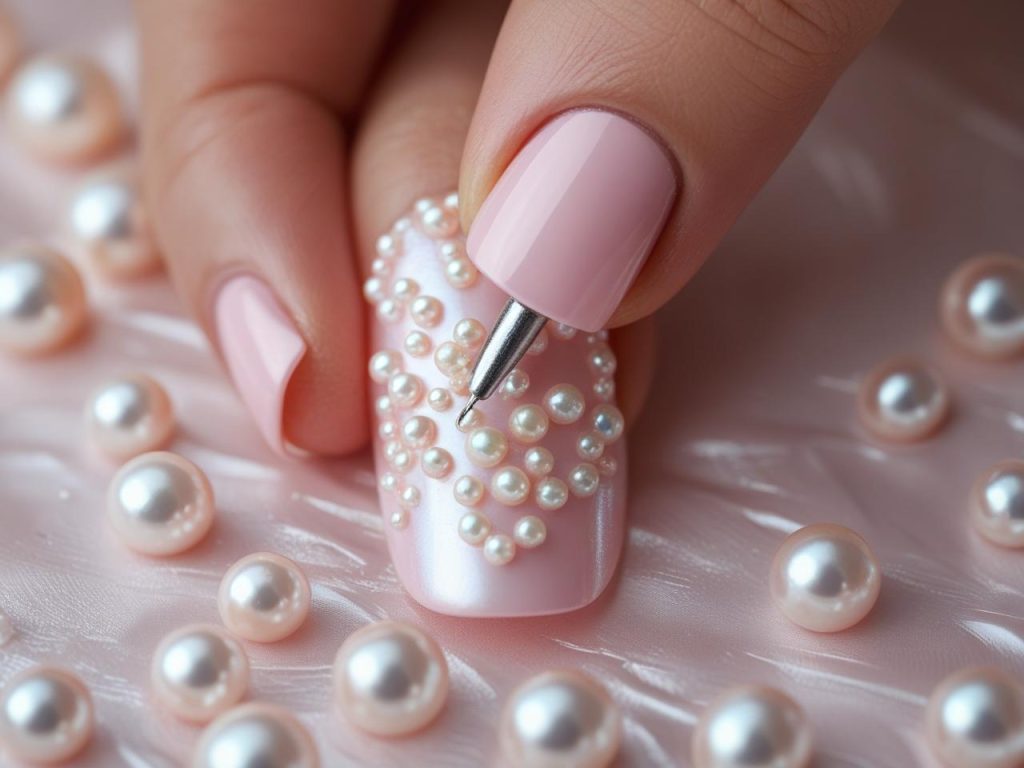 Ballerina Nails 2025: Elegant Trends for Stunning Manicures 11 Creating pearl embellished ballerina nail designs for 2025 inspiration