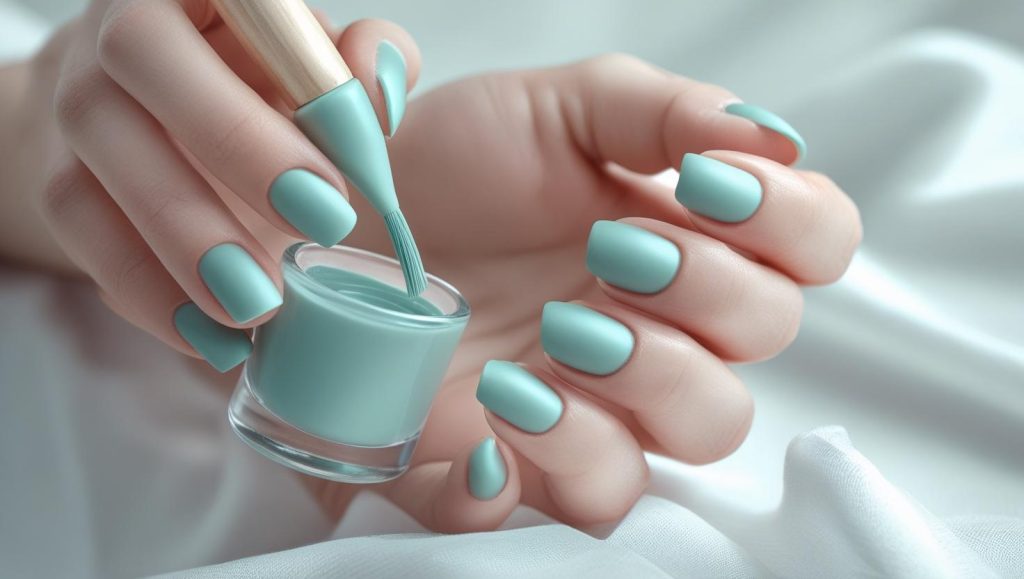 Round Nails 2025: Chic Trends for Stunning Manicures 13 Matte minimalist round nail designs with soft teal finish for 2025