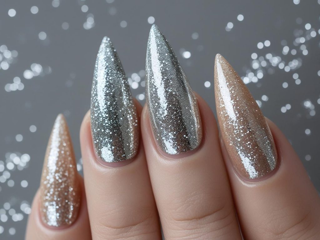 Glitter Nails 2025: Top Trends for Sparkly Nail Designs 8 Glitter ombre nail designs with silver fade for 2025