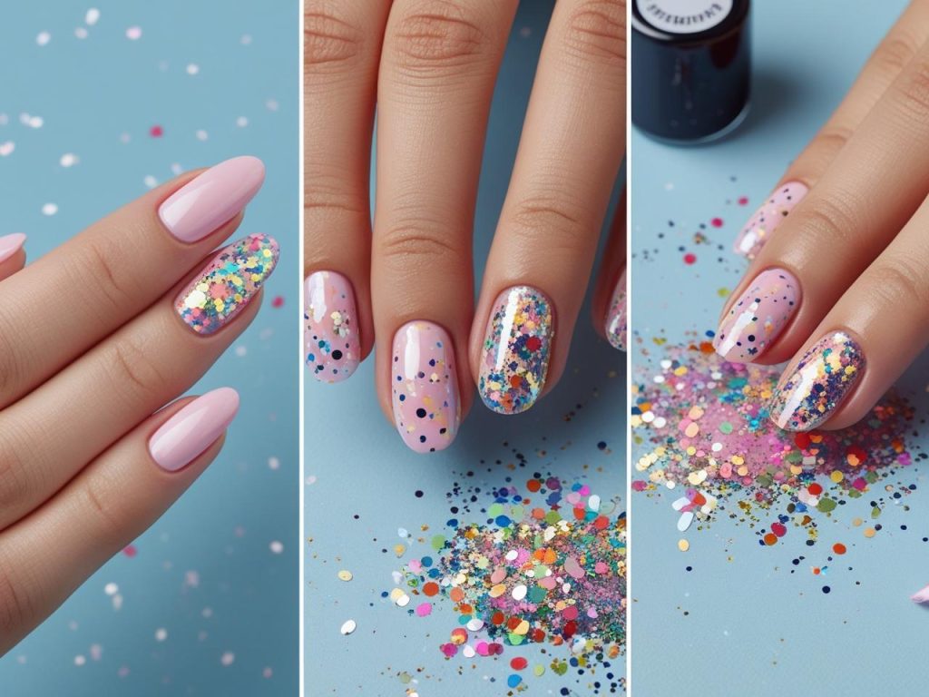 Birthday Nails 2025: Festive Trends for Stunning Nail Designs 5 DIY confetti glitter birthday nail tutorial for 2025 trends