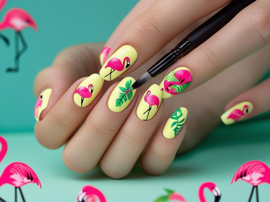 Creating flamingo motif vacation nail designs for 2025 inspiration
