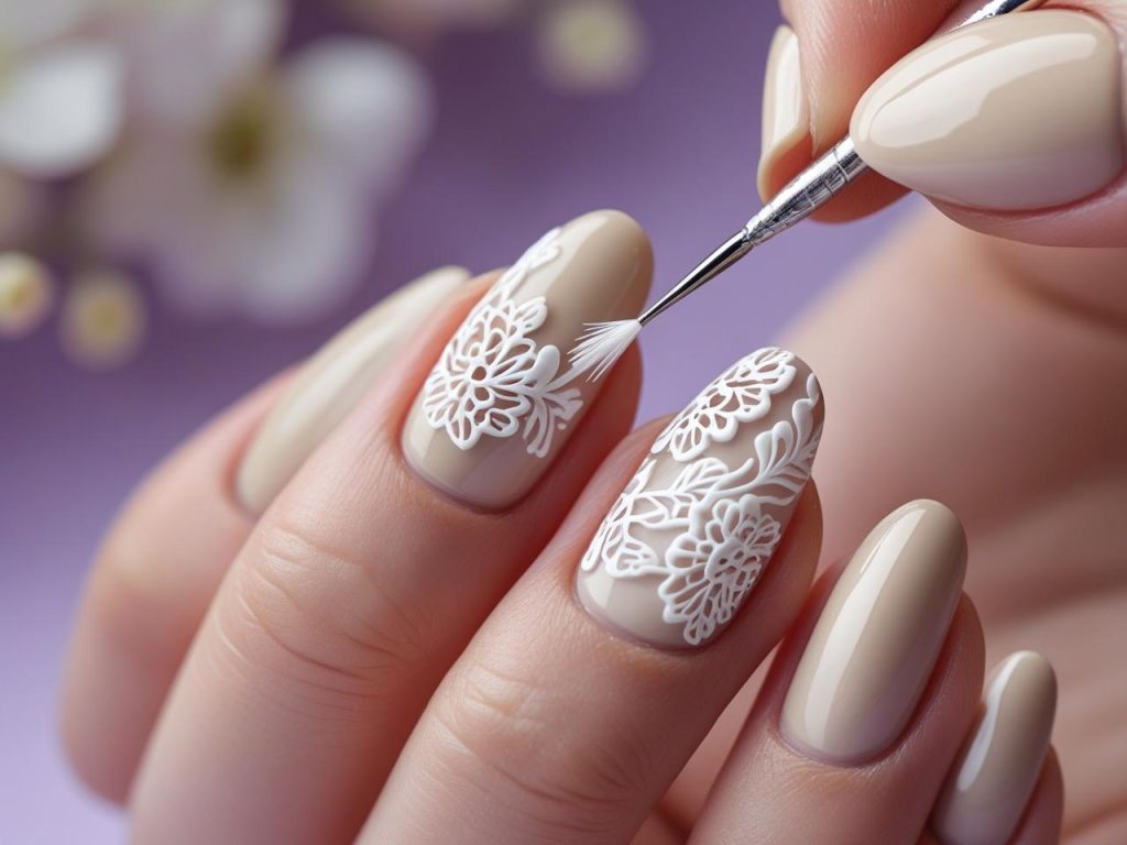 Ballerina Nails 2025: Elegant Trends for Stunning Manicures 9 Creating floral lace ballerina nail designs for 2025 inspiration