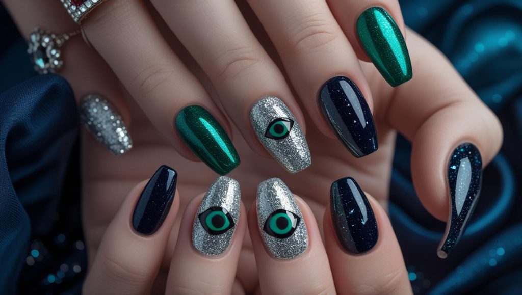 Cat Eye Nails 2025: Mesmerizing Trends for Stunning Manicures 2 2025 cat eye nail designs with velvet, glitter, French tip, and gemstone effects for Pinterest inspiration