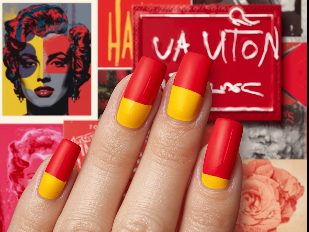Abstract Nail Art: Bold and Pinterest-Worthy Manicures to Inspire 11 Vibrant color-blocked abstract nails with red and yellow patterns