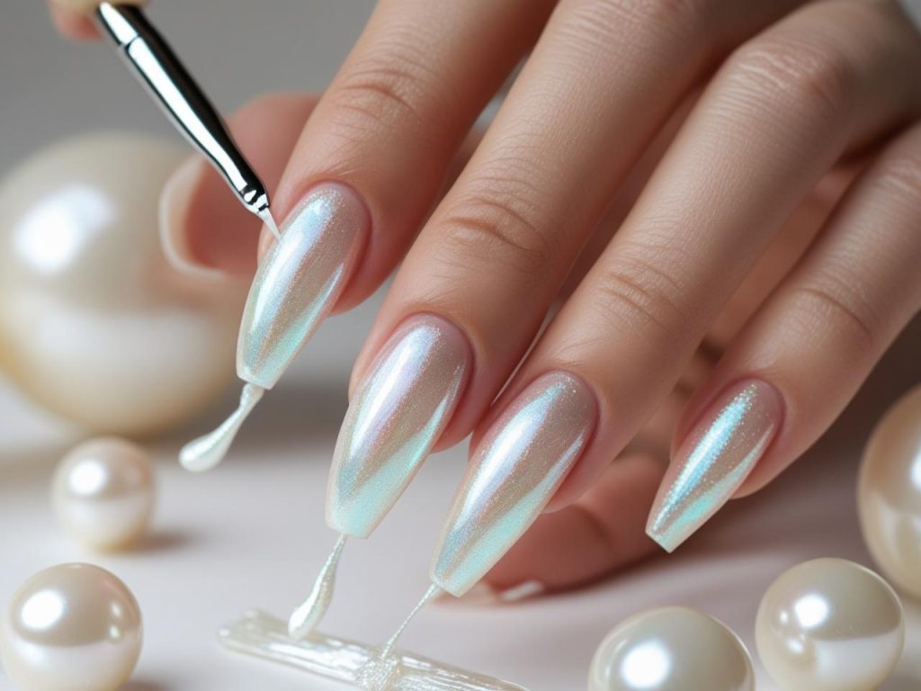 Baby Boomer Nails: Timeless and Pinterest-Worthy Manicures to Love 12 Creating delicate pearl shimmer tip baby boomer nails with pearl polish.