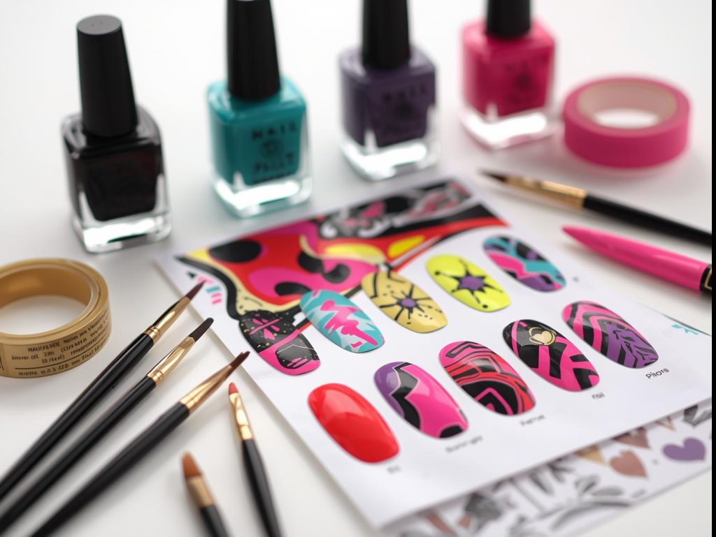 Abstract Nail Art: Bold and Pinterest-Worthy Manicures to Inspire 13 Nail art kit with polish and tools for abstract nail designs.