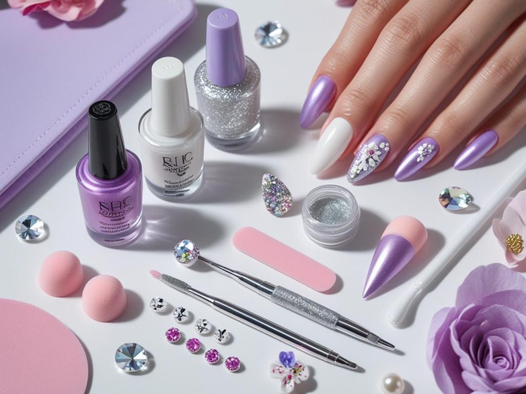 “Nail art kit with polish and tools for 2025 ombre nail designs.