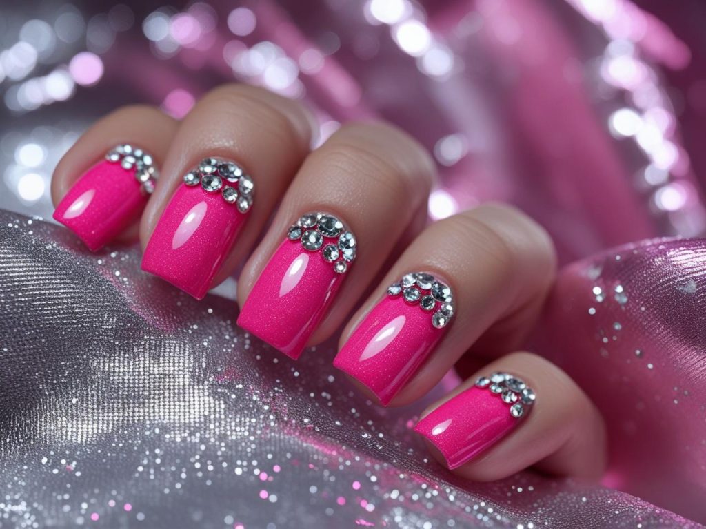 Summer Nail Inspo: Bold and Beautiful Trends for Stunning Manicures 7 “Gemstone accent summer nail inspo designs with rhinestone gems.”