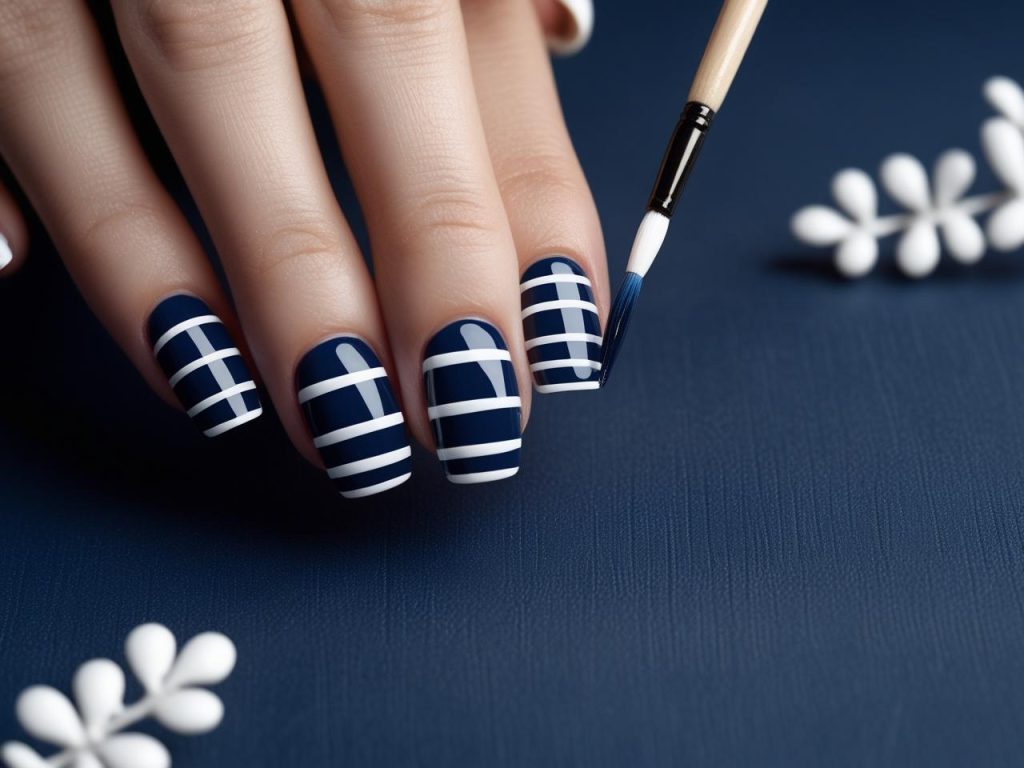  “Creating classic stripe easy nail designs for inspiration.”