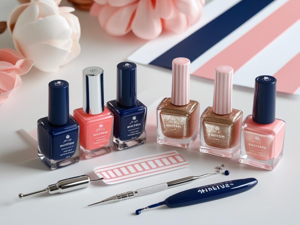  “Nail art kit with polish and tools for easy nail designs.”