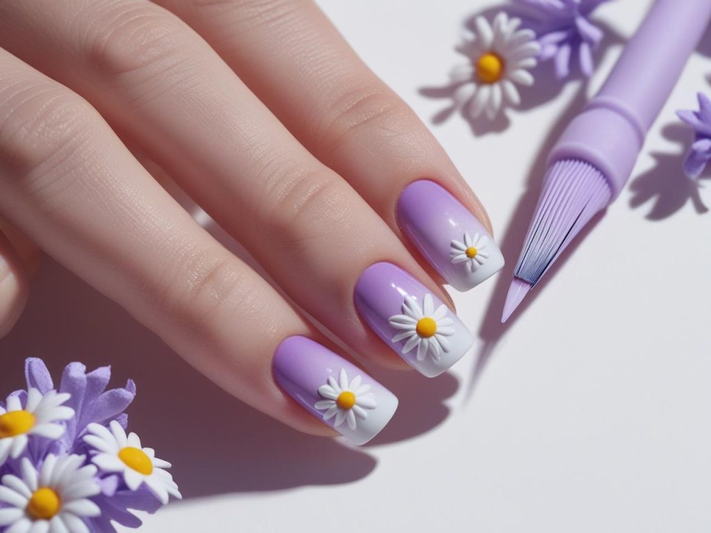 Daisy Nail Art 2025: Playful and Romantic Trends for Stunning Manicures 11 “Creating ombre daisy nail art for 2025 inspiration.”