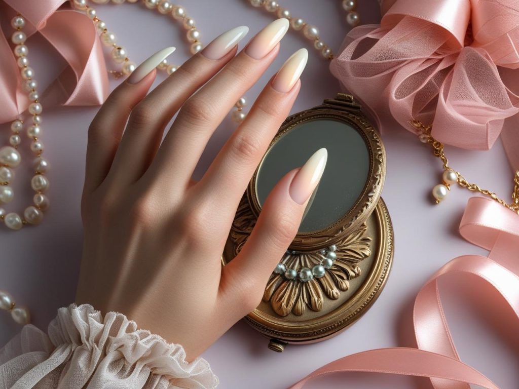 Baby Boomer Nails: Timeless and Pinterest-Worthy Manicures to Love 3 Ivory-to-cream transition baby boomer nails with smooth gradient on a Pinterest board.